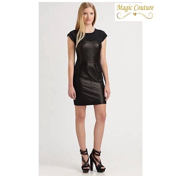 Rebecca Taylor Dresses & Skirts - ❌SOLD❌Rebecca Taylor Lamb Leather Paneled Dress🖤🖤🖤